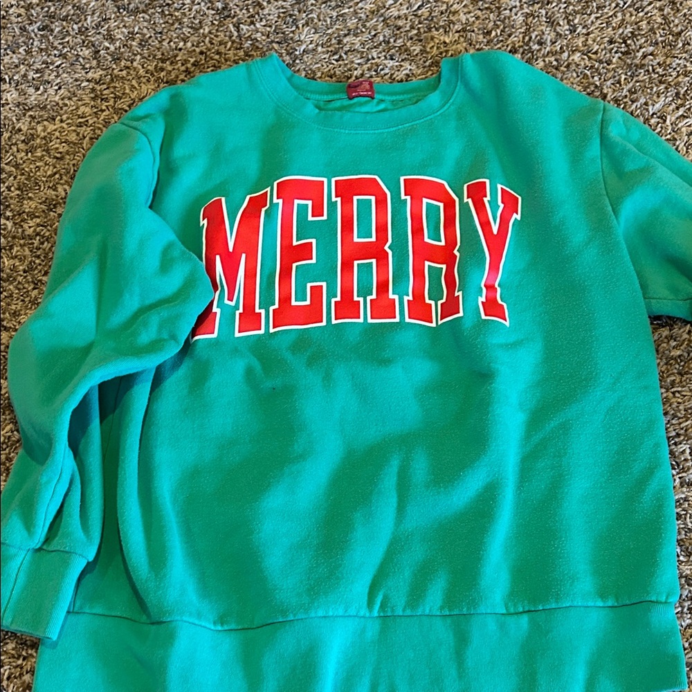 Teal 'Merry' Sweatshirt